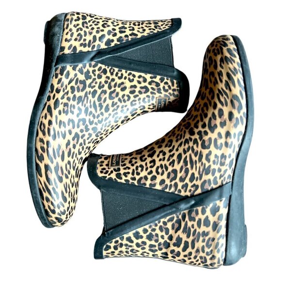 Women's London Fog Piccadilly Waterproof Leopard Animal Print Rain Boots Size 8 - Picture 6 of 9